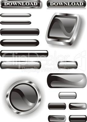 set of black glossy buttons