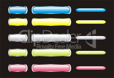 set of neon glossy buttons on black background