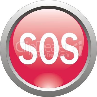 red  button  or icon for webdesign - sos