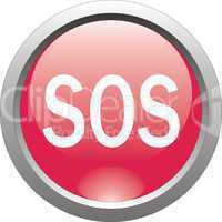 red  button  or icon for webdesign - sos