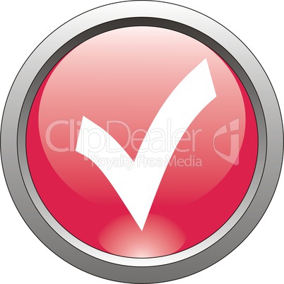 red  button  or icon for webdesign- checkmark