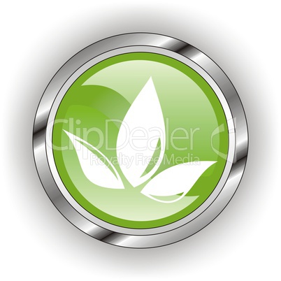 green web glossy button  or icon  with wave