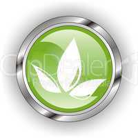 green web glossy button  or icon  with wave