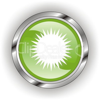 green web glossy button  or icon  with wave