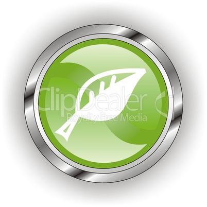 green web glossy button  or icon  with wave