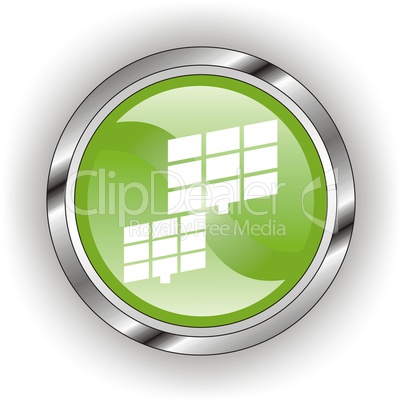 green web glossy button  or icon  with wave