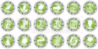 green web button  or icon  with wave for bio concept