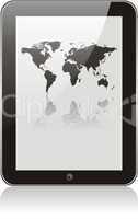 World map on tablet  sxreen