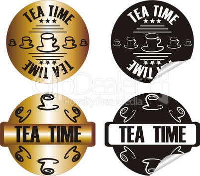 vector tea time stamp set