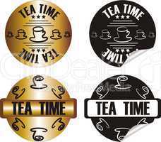 vector tea time stamp set