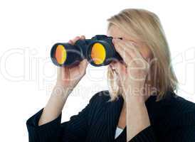 Female executive monitoring through binocular