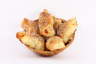 Hot fresh baked pastry with sesame seeds