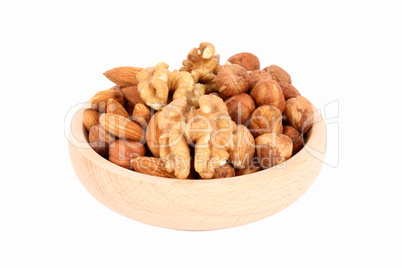 Wood bowl full of nuts