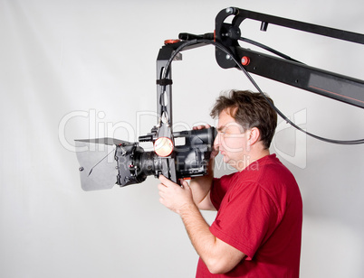 cameraman work with crane