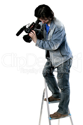 isolated working cameraman