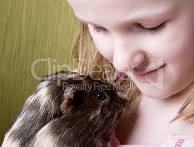 little girl and her guinea pig