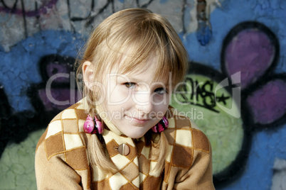 little girl and graffiti