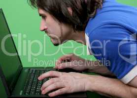 man work with laptop