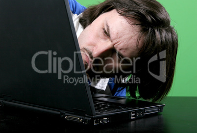 man work with laptop