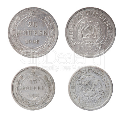 isolated two USSR coins