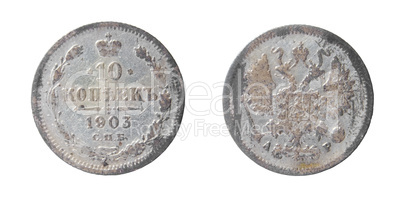 isolated old russian coin