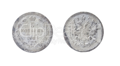 isolated old russian coin