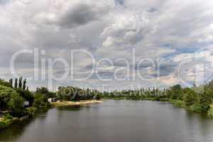 clouds under river