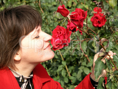 woman and roses