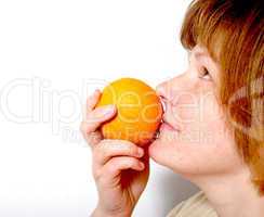 woman with orange