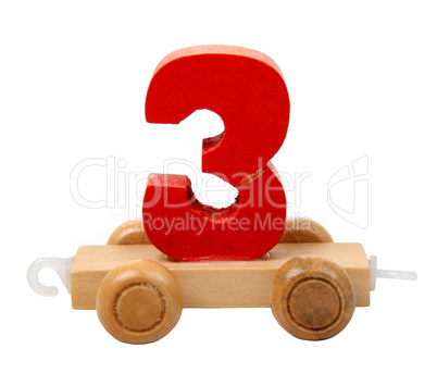 isolated wooden number three