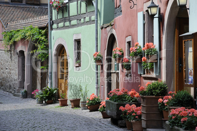 Gasse in Riquewihr, Elsaß