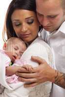 Mixed Race Young Family with Newborn Baby