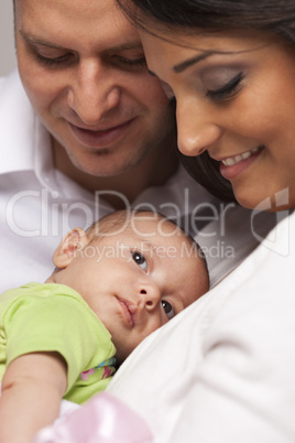 Mixed Race Young Family with Newborn Baby