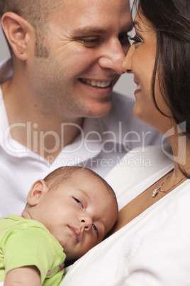 Mixed Race Young Family with Newborn Baby