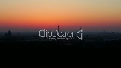 Timelapse sunset over downtown Berlin Skyline City, in 1080p FullHD - German Capital