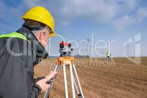 Geodesist measure land speak transmitter