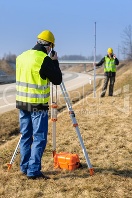 Geodesist measure land speak transmitter