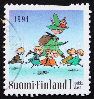 Postage stamp Finland 1993 Seven Running, Moomin Characters