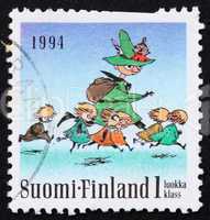 Postage stamp Finland 1993 Seven Running, Moomin Characters