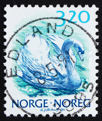 Postage stamp Norway 1990 Mute swan, Cygnus Olor