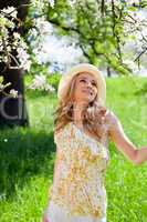 beautiful young girl happy in summer outdoor