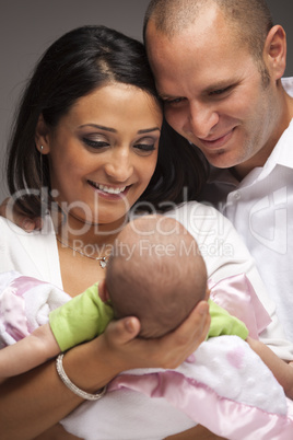 Mixed Race Young Family with Newborn Baby