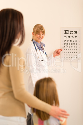Pediatrician ophthalmologist point eye-chart