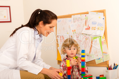 Visit at pediatrician child girl playing