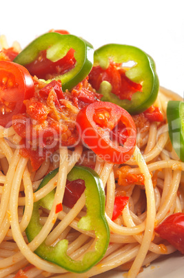 spicy italian pasta tomato and chili peppers sauce