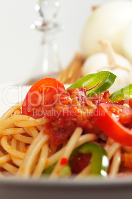 spicy italian pasta tomato and chili peppers sauce