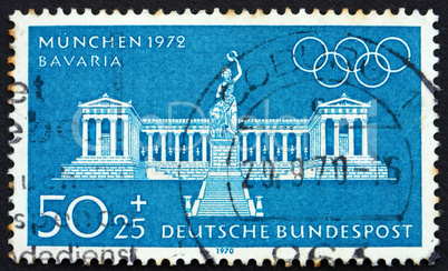 Postage stamp Germany 1972 Bavaria Statue and Colonnade, Munich