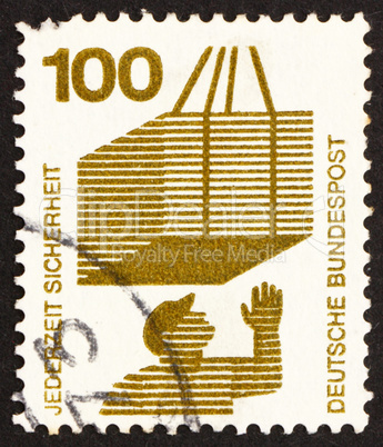 Postage stamp Germany 1973 Hoisted Cargo, Accident Prevention