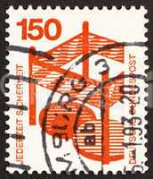 Postage stamp Germany 1972 Fenced-in open manhole, Accident Prev
