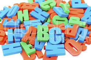Colorful alphabet letters on a magnet